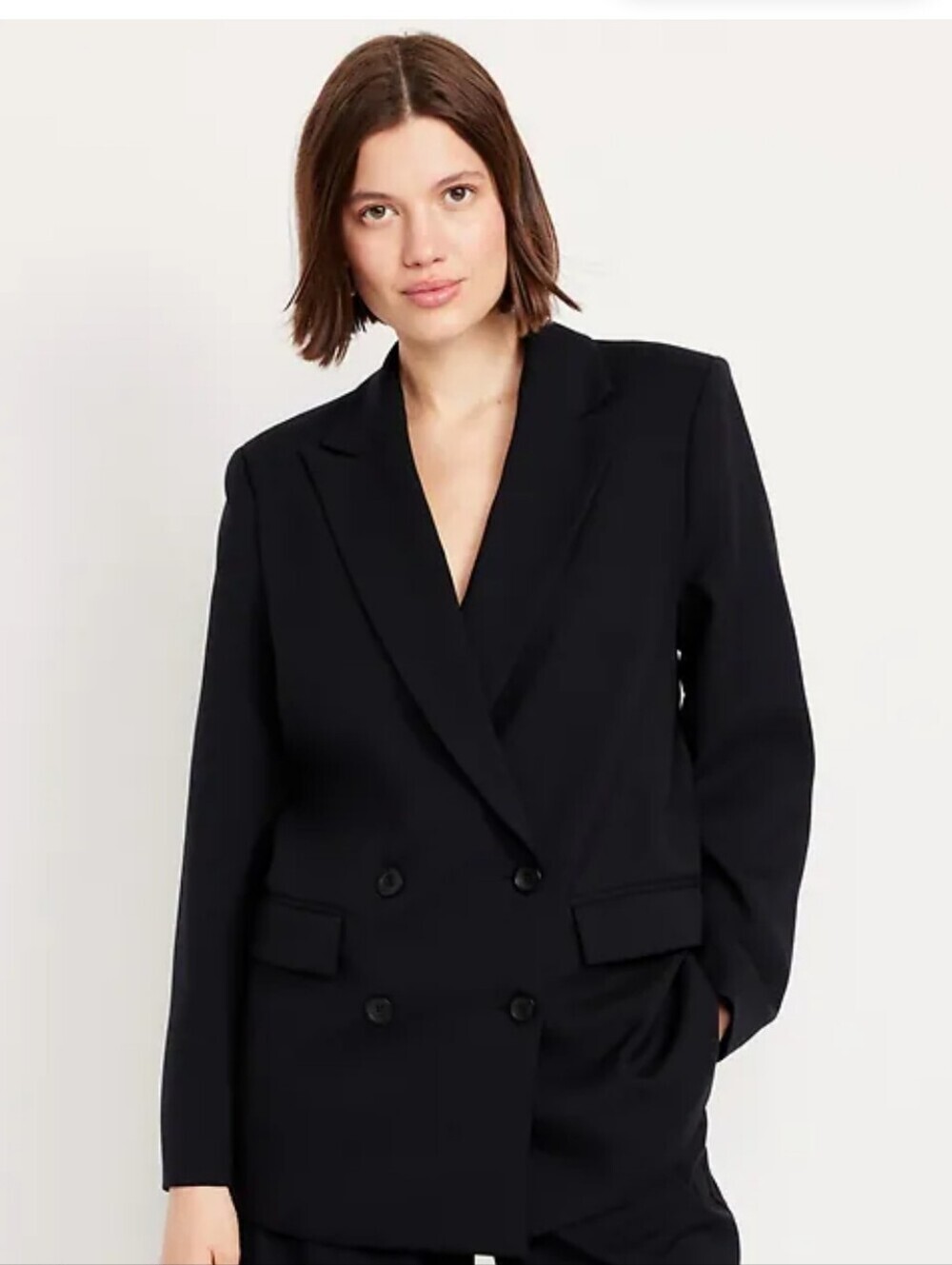 NWT Old Navy Oversized Double Breasted Black Blazer Size Medium